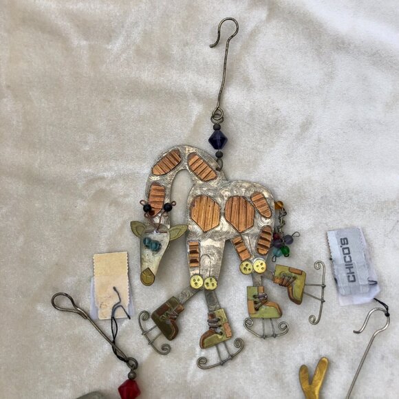 Chico's Mixed Metal Cat Dog Ornaments gold copper silver Beading NWT Lot 3 - Picture 4 of 10